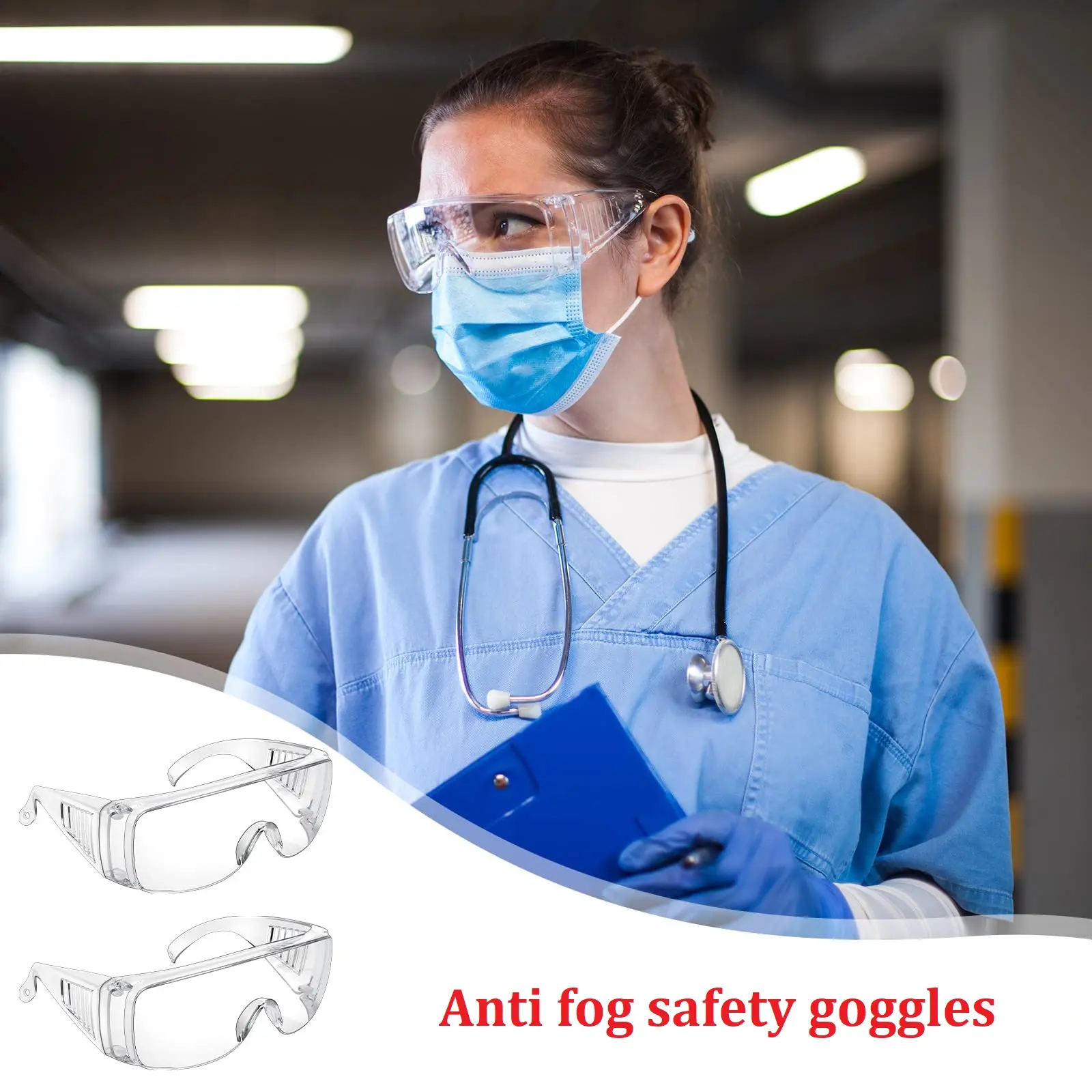 Safety Glasses UV400 Protection Anti-Fog Dustproof for Men Women CE ANSI Z87 Resistant for Working Lab Industrial