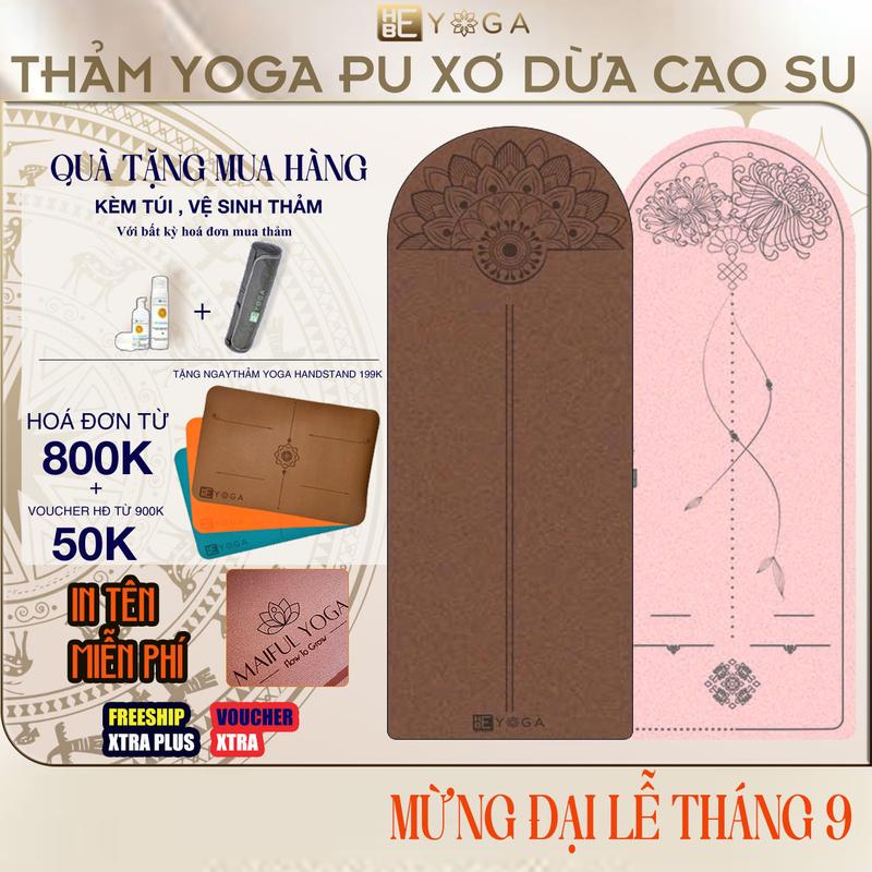 Thảm Tập Yoga Định Tuyến YOGA HBE Pu Xơ Dừa Cao Su Lunar Nguyệt Cúc 5mm Cao Cấp Kèm Túi