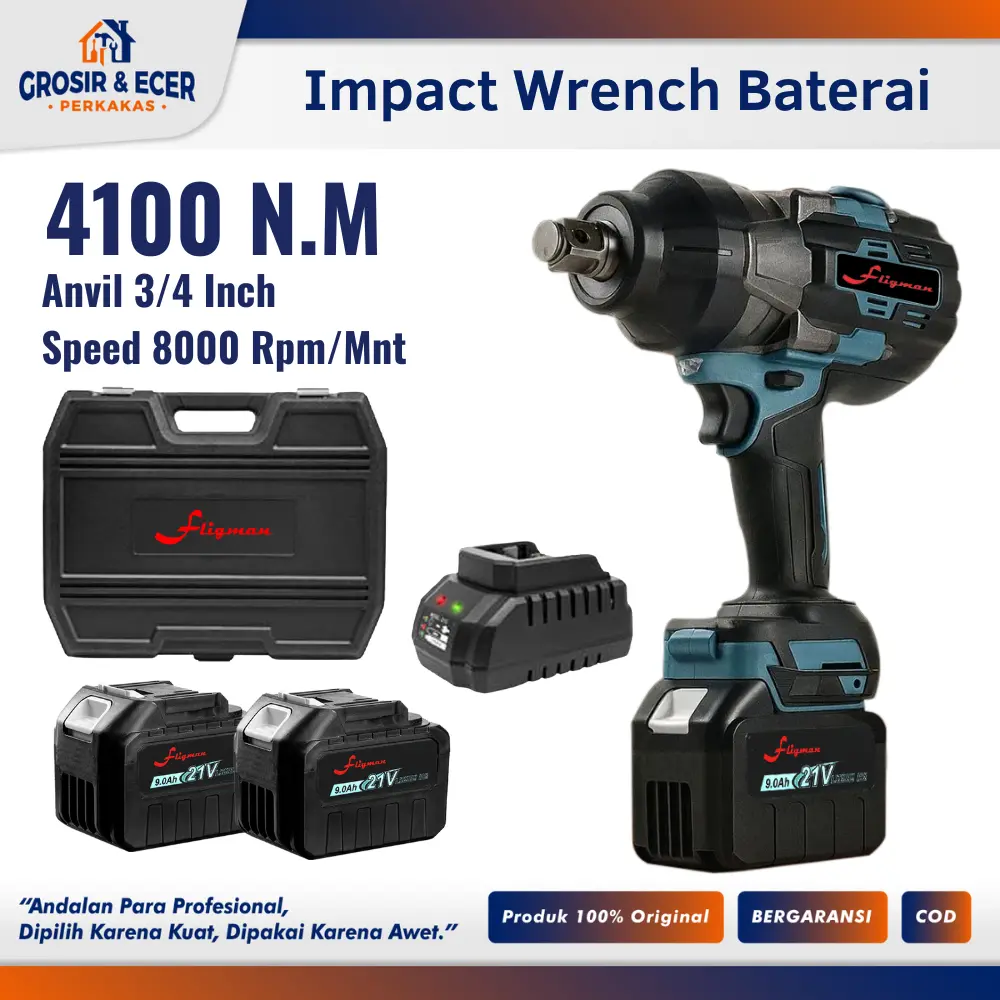 Impact Jumbo 4100N.M 3/4 Inch Fligman -  Impact Wrench 3/4 Inch Torsi 4100N.M - Impact Besar Untuk Roda Truck Dan Alat Berat