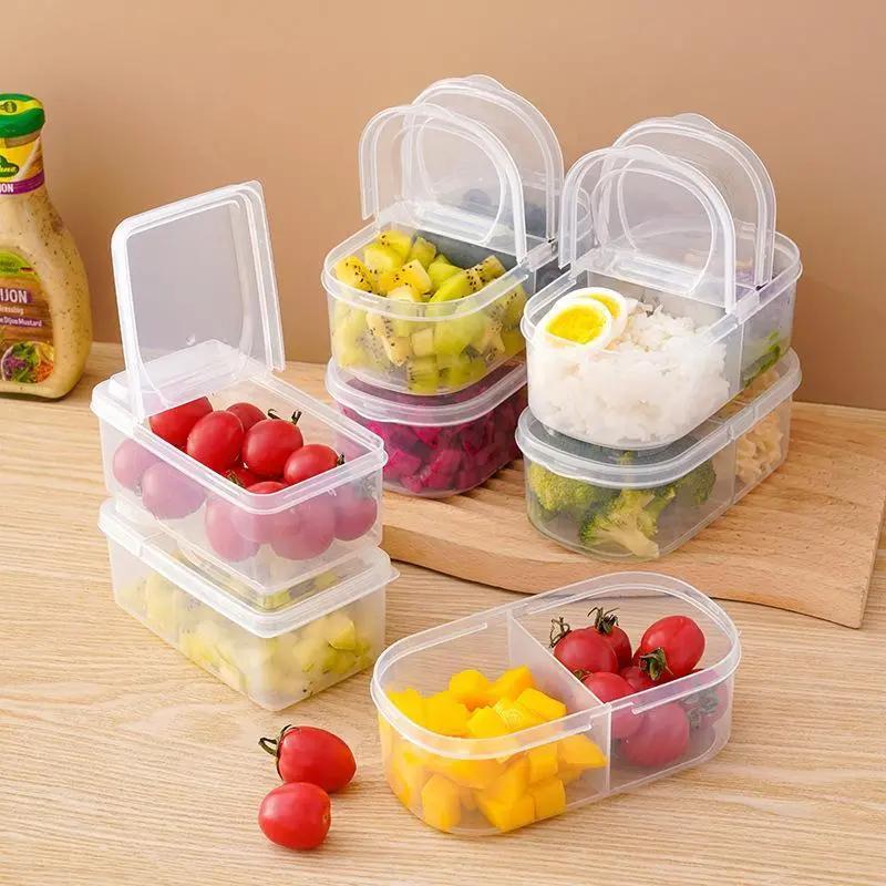 Kín nhựa thực phẩm lưu trữ container duy nhất ngăn đôi để lưu trữ khô các loại…