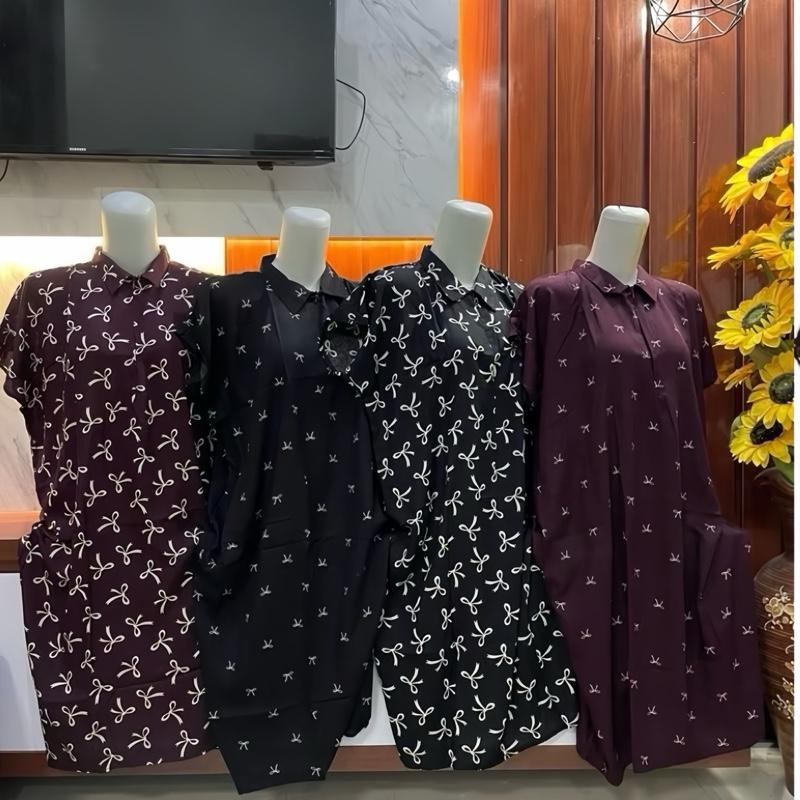Mecca Dress korea style motif pita - Daster Motif rayon viscose busui resleting Bumil Wanita 7