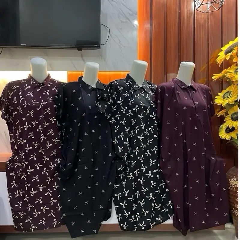 Mecca Dress korea style motif pita - Daster Motif rayon viscose busui resleting Bumil Wanita 6