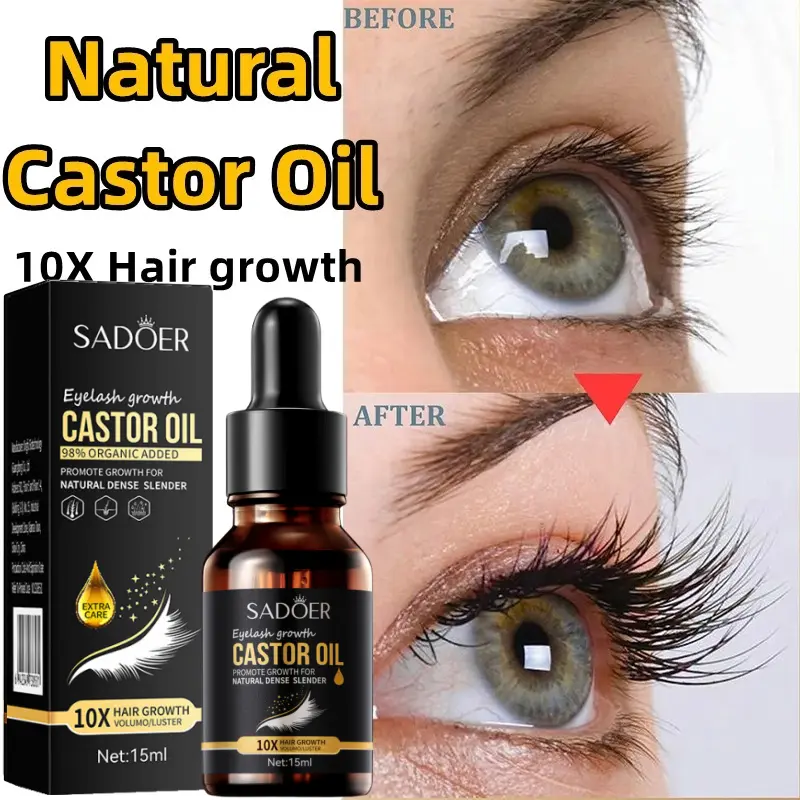 Serum Penebal Bulu Mata Serum Penumbuh Bulu Mata dan Alis Pure Castor Oil Pemanjang Bulu Mata Cepat Penebal Pemanjang Bulu Mata dan Alis Bulu Mata 7 Hari Eyelash Eyebrow Natural Serum 15ML 6