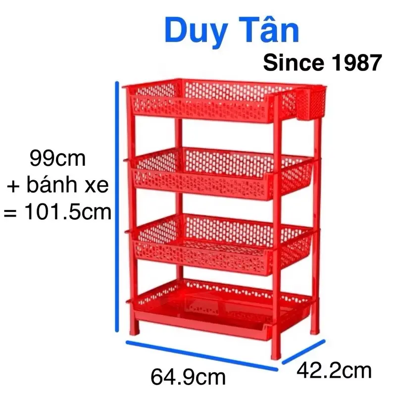 365 Kệ lớn 4 tầng nhựa Duy Tân 65cm x 42cm x 99cm (kệ chén, kệ bát, sóng chén, úp bát, tầng chén, giàn chén) 0