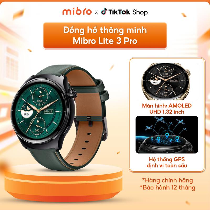 Đồng Hồ Thông Minh Mibro Lite 3 Pro - Màn Hình Amoled UHD 1,32" 60hz - Smartwatch GPS Độc Lập - Nghe Gọi Bluetooth - Kháng Nước 5ATM - Sử Dụng Pin 15 Ngày - Kết Nối STRAVA - Bảo Hành 12 Tháng