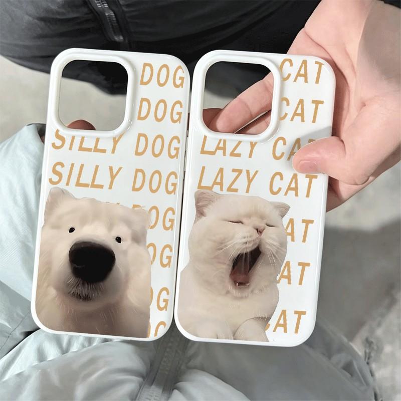 Vỏ điện thoại trong suốt mềm hình cặp mèo lười chó ngốc phù hợp với iPhone18/17/16/15/14/13/11/7/17pro/17promax/16/16plus/16pro thiết kế đơn giản độc đáo kiểu mới