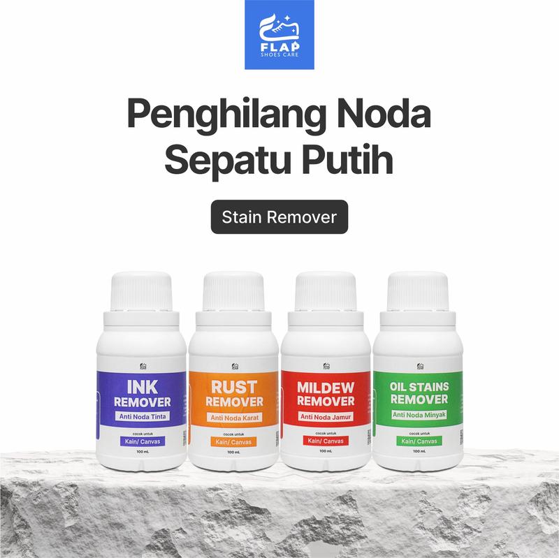 Product Introduction of FLAP SHOES CARE Penghilang Noda Sepatu - Cairan Pembersih Anti Jamur/Karat/Minyak/Tinta - FLAP STAINS REMOVER 100mL Cleaner 12