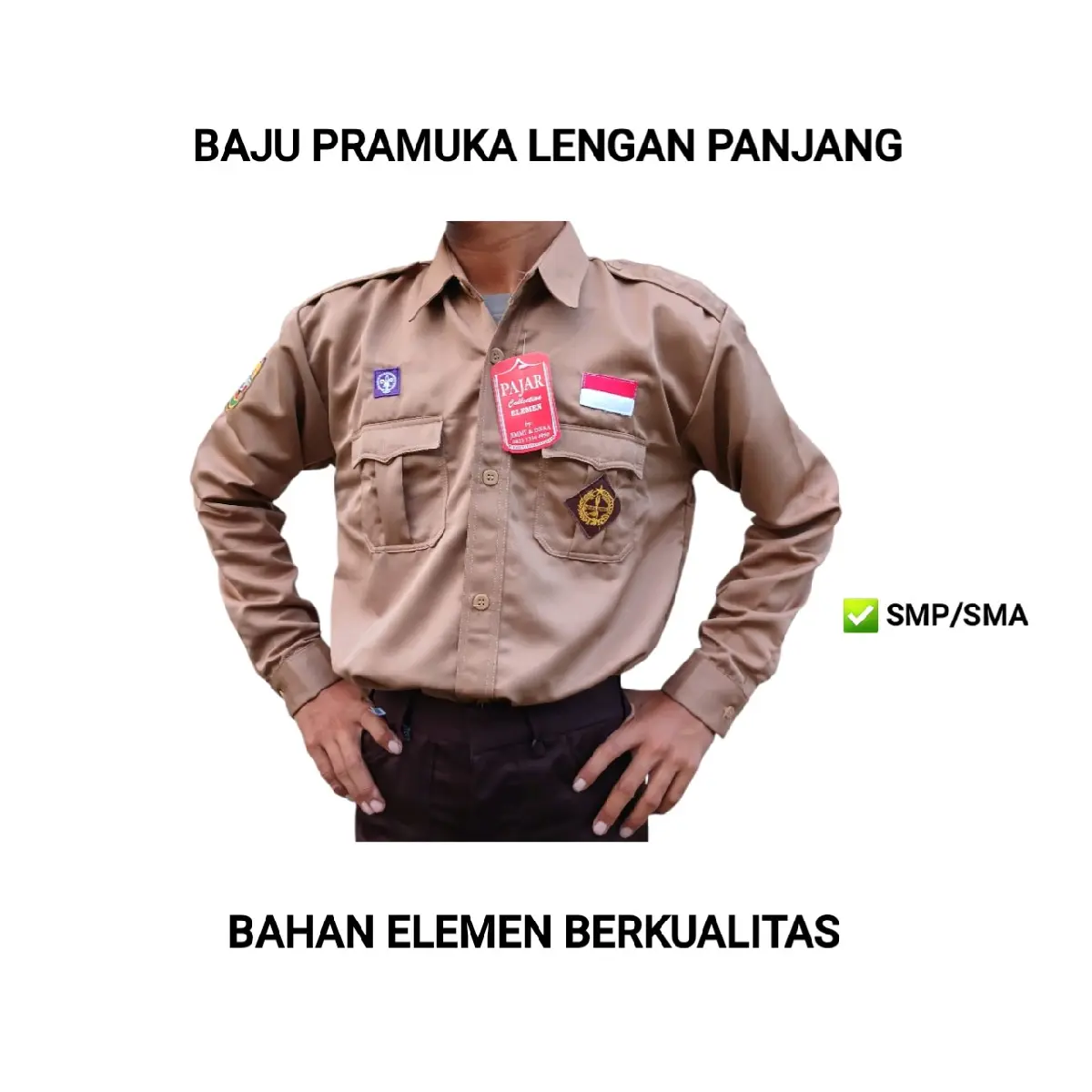 BAJU PRAMUKA LENGAN PANJANG PDL SMP/SMA BAHAN ELEMEN BERKUALITAS