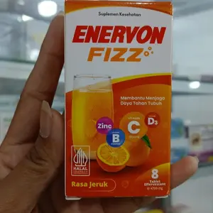 Enervon Fizz 8 Tab - Suplemen Kesehatan Rasa Jeruk dengan Vitamin C & D3 Halal