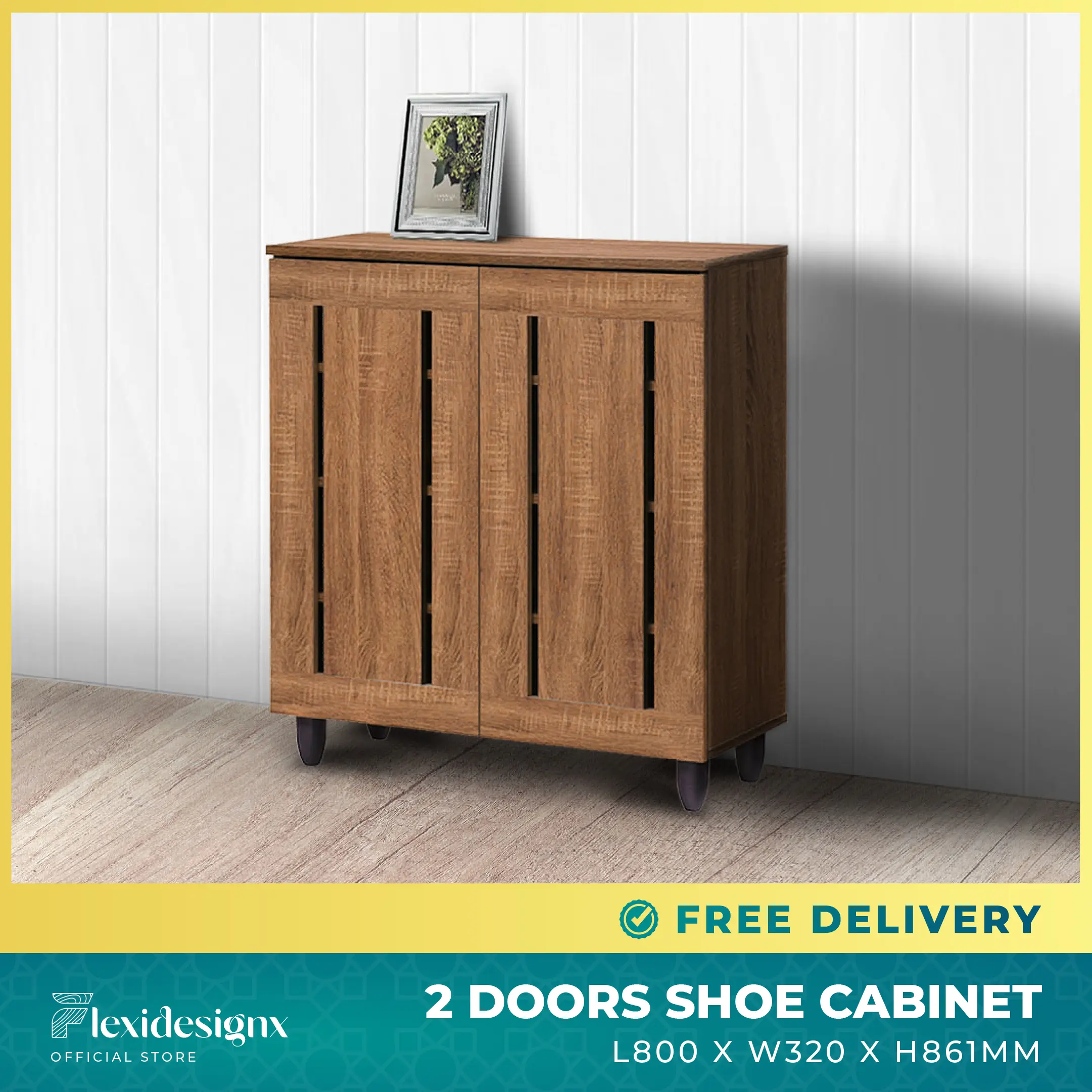 Shoe Cabinet 2 Door Soft Close/Shoe Rack Cabinet/Rak Kasut Up 12 Shoe Flexidesignx MERLOT