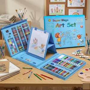 Crayon Set Mewarnai 208pcs Super Mega Art Set 208 Pcs Paket Alat Lukis Anak Lengkap dengan Koper