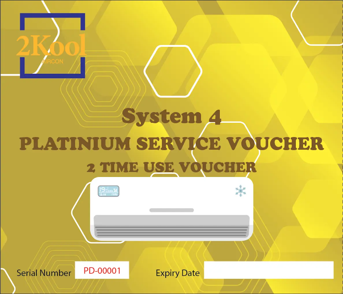 2Kool Aircon System 4 Platinium Service Voucher (Two Time Use Contract)-Physical Voucher