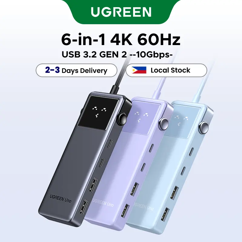 UGREEN Uno USB C Hub 4K60Hz Robot 6-IN-1 Multiport Adapter 10Gbps HUB HDMI for Macbook Air M3 Samsung S24 Ultra Model: 35998
