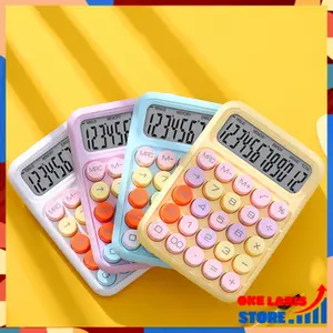 OLS (COD) Kalkulator Lucu Warna Macaron 12 Digit Alat Hitung Color Function Kalkulator Mekanik Keyboard Warna Warni