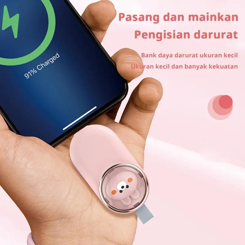 Powerbank Mini Type-C dan IPhone 2500mAh Darurat Saku Portabel 2