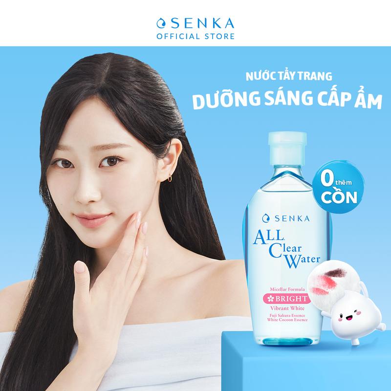 Bộ đôi Nước tẩy trang micellar dưỡng sáng cấp ẩm SENKA A.L.L CLEAR WATER MICELLAR FORMULA BRIGHT 230ML & Sữa rửa mặt đàn hồi mướt mịn SENKA PERFECT WHIP COLLAGEN IN 120G