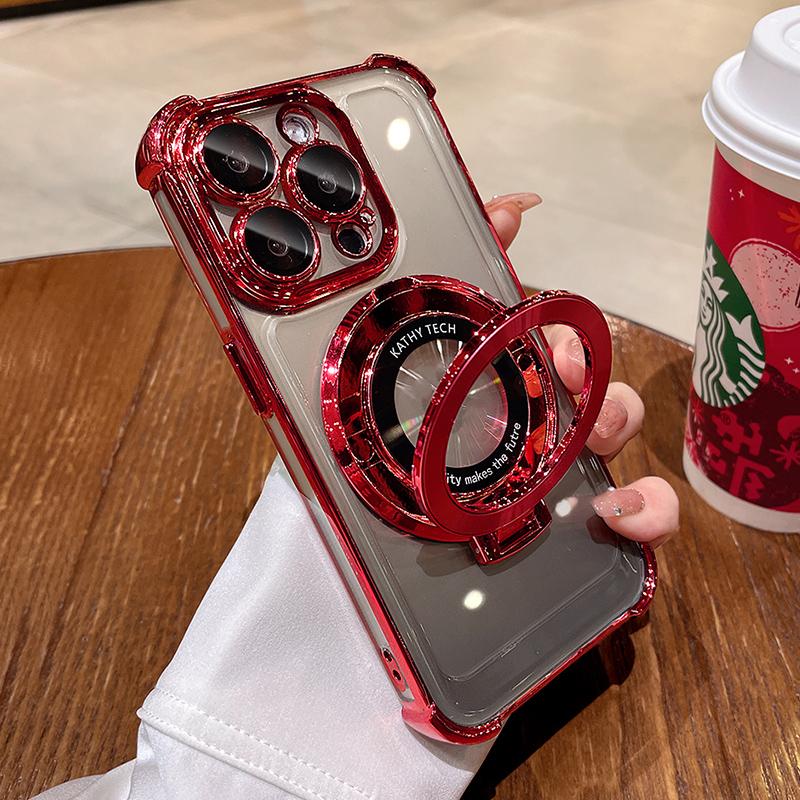 Ốp Điện Thoại, Màu Đỏ, Có Giá Đỡ Từ Tính Túi Khí Bốn Góc, Tương Thích Với iPhone 15 Pro Max, 14, 13, 12, 11, Ốp Lưng, Bảo Vệ Toàn Diện, Chống Sốc, Ốp ốp Mềm TPU