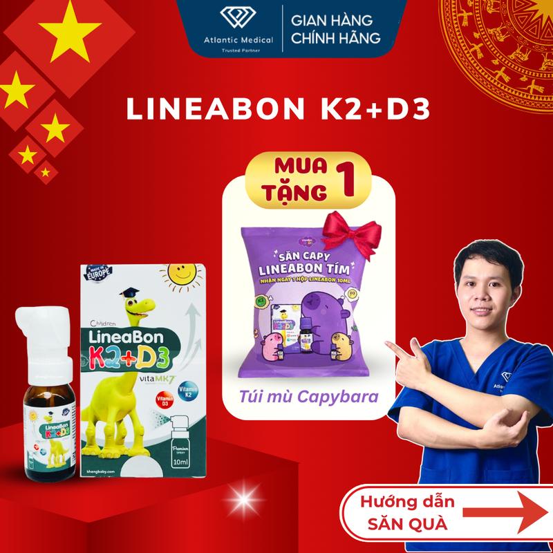   Mua 1 Tặng 1  LineaBon D3 K2 MK7 Dạng Xịt Hỗ Trợ Hấp Thu Canxi Giúp Bé Cao Lớn Khỏe Mạnh Lọ 10ml Có Tích Điểm 