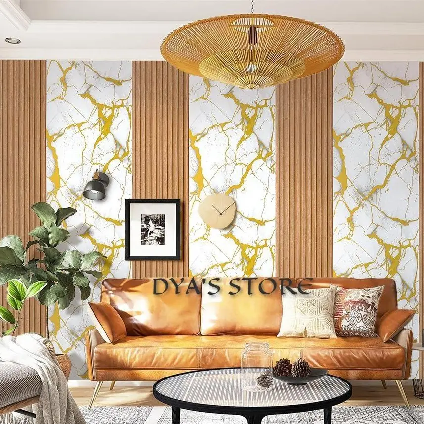 Wallpaper Dinding Elegan Panel Kayu 8M S/D 9M x 45CM Bahan PVC Non Transparan Tebal Berserat Berstextur Lem Siap Pasang Desain Motif Elegan Cocok Untuk Semua Ruangan Rumah Anda