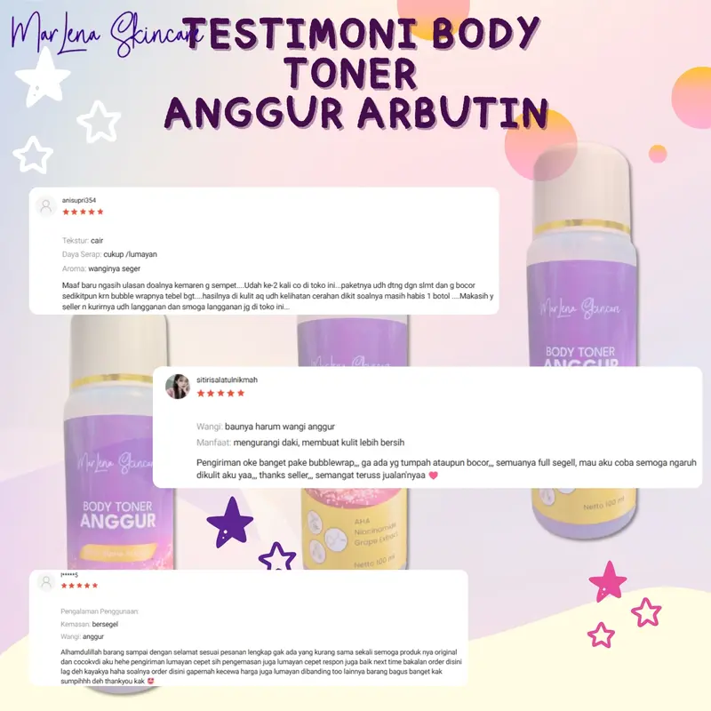 BODY TONER ANGGUR ARBUTIN BPOM TONER MARLENA 6