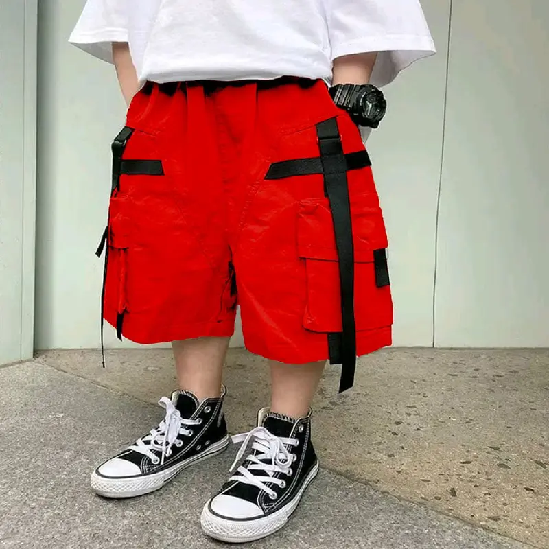 Celana Anak Cargo Fashion Remaja Pendek Anak Laki-laki Celana Pendek Kargo Longgar Pinggang Elastis Anak Celana Olahraga Kasual Anak Celana Pendek Musim Panas Anak Laki-laki Cowo 1