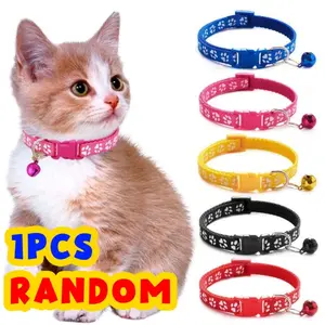Kalung Lonceng Kucing Anjing Motif Jejak Kucing Lucu Aksesoris Hewan