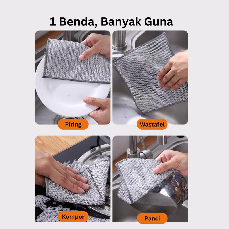 (Isi 10pcs) Kain Lap Dapur Kawat Perak Metalik Bentuk Persegi Halus Sebaguna / Pembersih Panci Piring Kain Cuci Piring Kawat / Lap Cleaning/kain lap microfiber 6