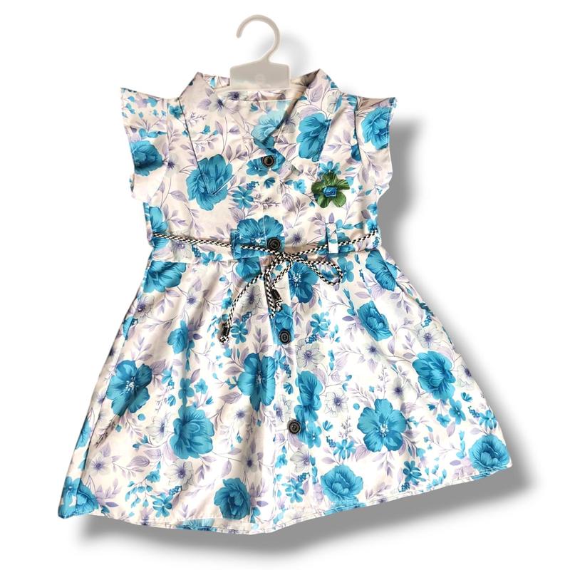 Dress anak 1 2 tahun cewek perempuan gaun kancing motif HK Tsum"/random Bayi Kucing Katun Lengan 5