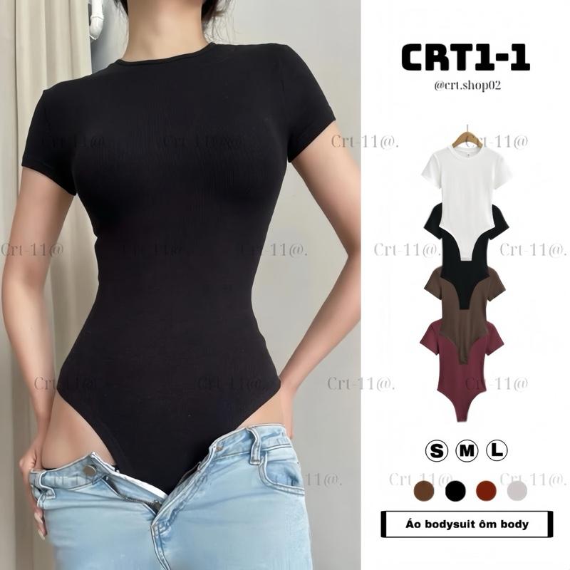 CRT1-1 Áo Bodysuit Cổ Tròn Tay Ngắn Chất Thun Tăm Lạnh Thời Trang Mới BS6 Form Ôm Body Tôn Dáng Co Giãn 4 Chiều Thấm Hút Mồ Hôi
