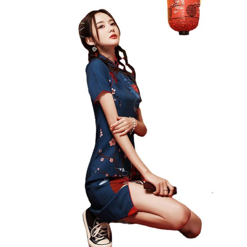 Product Introduction of Qipao 2024 New and Improved Chinese Style Youth Small and Short Explosive Street Dress Summer 3
