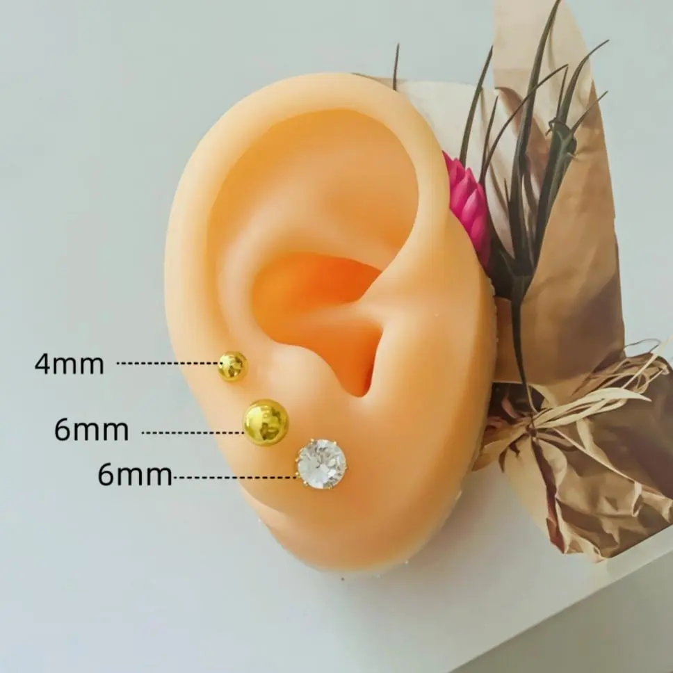 Mini Anting Stud Earrings Berlapis Bola & Zirkon • 4mm/6mm Wanita Emas & Perak Simpel & Elega Kecil Ringkas Anting Tindik Zircon Diamond Minimalis Elegan anti karat