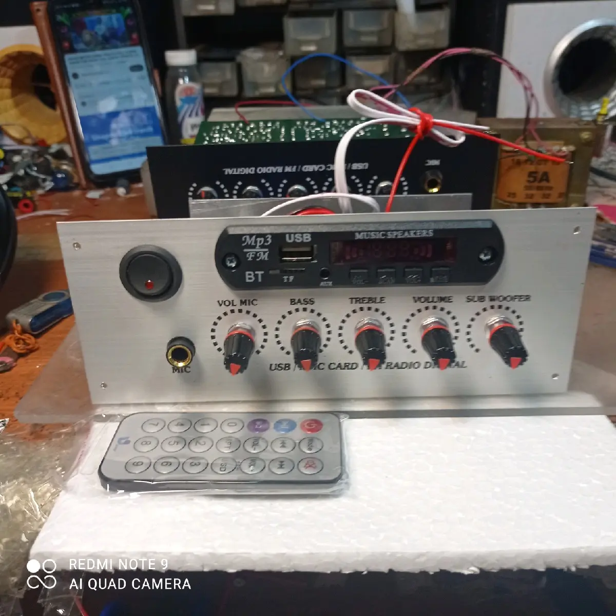modul kit speaker aktif stereo subwoofer plus MP3 player bluetooth Amplifier
