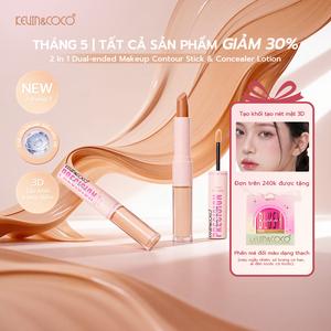 Thỏi trang điểm 2 đầu dạng kem (2 trong 1): phấn tạo khối và kem che khuyết điểm, làm sáng da tự nhiên, tạo hiệu ứng khối 3D, có bronzer, 6 màu