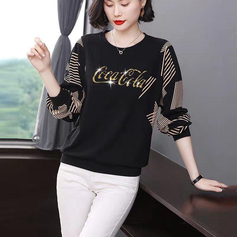 Áo Thun Dài Tay Cho Mẹ Trung Niên, Dáng Rộng, Cỡ Lớn, Áo Cánh Dơi Để Che Bụng, Mới, Mùa Xuân Và Mùa Thu 7