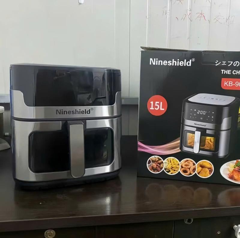 [ Deal Độc Quyền Nhung Nghiền Ăn ] Nồi chiên không dầu 15L Nineshield KB- 9001M công suất 1800W màn hình điện tử 8 chức năng BH-12 tháng 3
