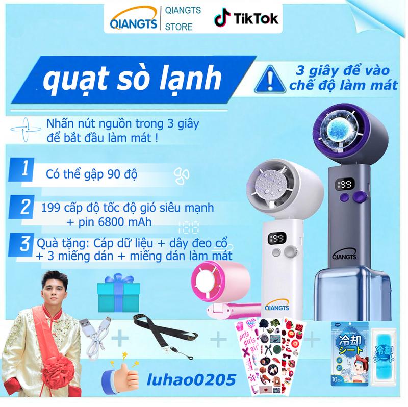 (luhao0205)Qiangts Quạt Sò Lạnh Luhao0205 2025 Chế Độ Làm Mát 0 Độ 199 Bánh Răng Tốc Độ Màn Hình Kỹ Thuật Số Có Thể Sạc Lại 3000mAh Động Cơ Không Chổi Than Hỗ Trợ Ngoài Trời Và Trong Nhà Bảo Hành 6 Tháng 1 Đổi 1