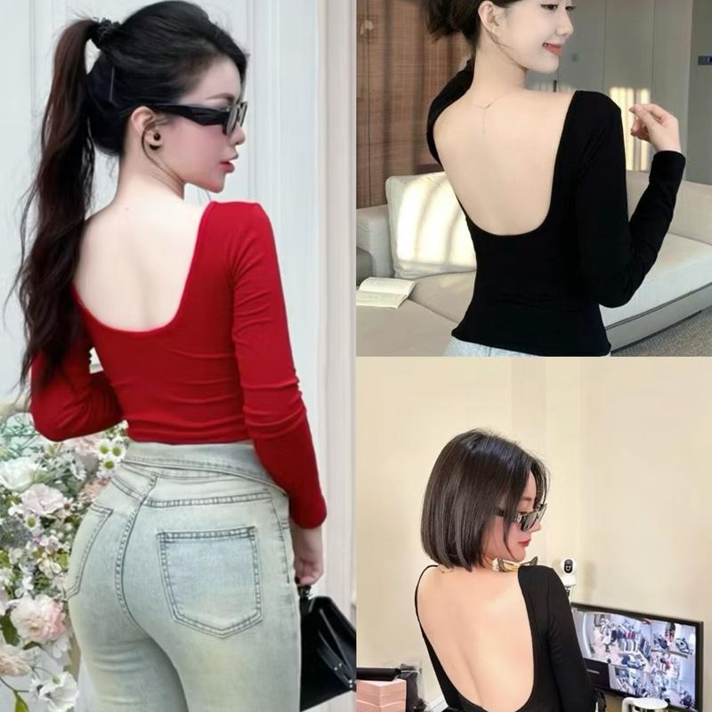 Size từ xs-2xl Deal mở bán Áo cổ thuyền khoét hở lưng tay dài xinh sắn loại 1