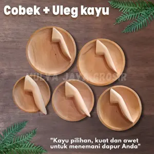 1 SET COBEK + ULEG KAYU UKURAN 16cm, 18cm, 20cm, 22cm, 24cm BAHAN KAYU MAHONI