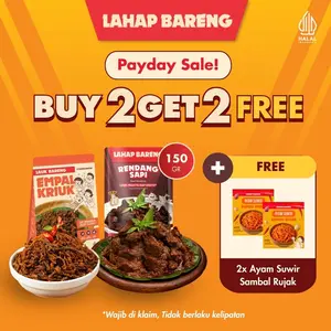 [BUY2GET2] Lahap Bareng - Paket Kembaran 2 Lauk Iga Lidah Bakar Cumi Ireng Pedas Empal Ayam Krispy Ayam Pedas Sambal Food Meat