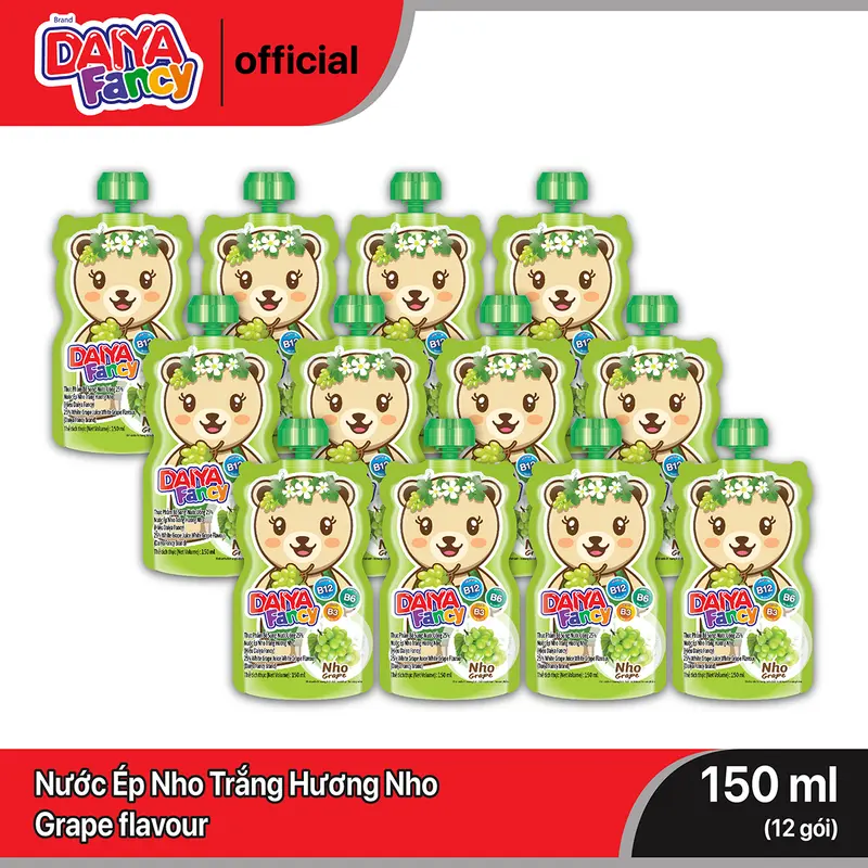 Nước Uống 25% Nước Ép Nho Trắng Hiệu Daiya Fancy 150ml VN (Hộp 12) 4