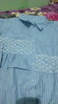 Product Review of Kemeja Motif Salur kombi Brukat / Atasan Kemeja Wanita Model Terbari Trendi 2024 / Kemeja Motif Salur Size M L XL Murah Nyaman Katun from m** A**a e**t 0