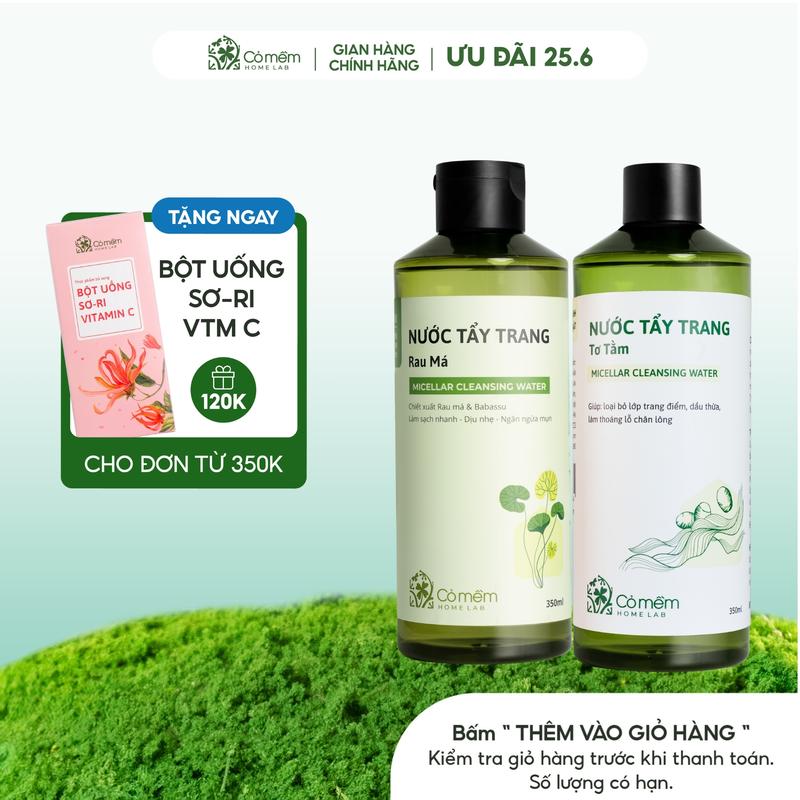 Nước Tẩy Trang Và Làm Sạch Sâu Cho Da Mụn Da Khô Da Thường Da Dầu Nhạy Cảm An Toàn Từ Thiên Nhiên Cỏ Mềm 350ml