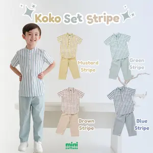 Minicottons Setelan Koko Salur Striped Anak Set 1-12 thn / Kurta Set