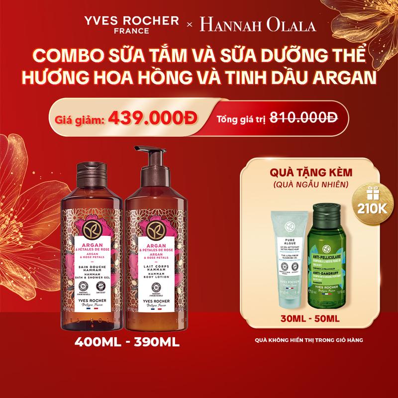  Yves Rocher x Hannah - Combo Sữa Tắm Và Sữa Dưỡng Thể Hương Hoa Hồng & Tinh Dầu Argan 