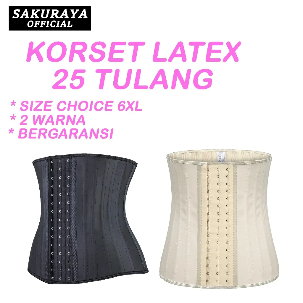 Sakuraya Korset Pelangsing Pinggang 25 Tulang Bahan Latex Korset Pembentuk Tumbuh