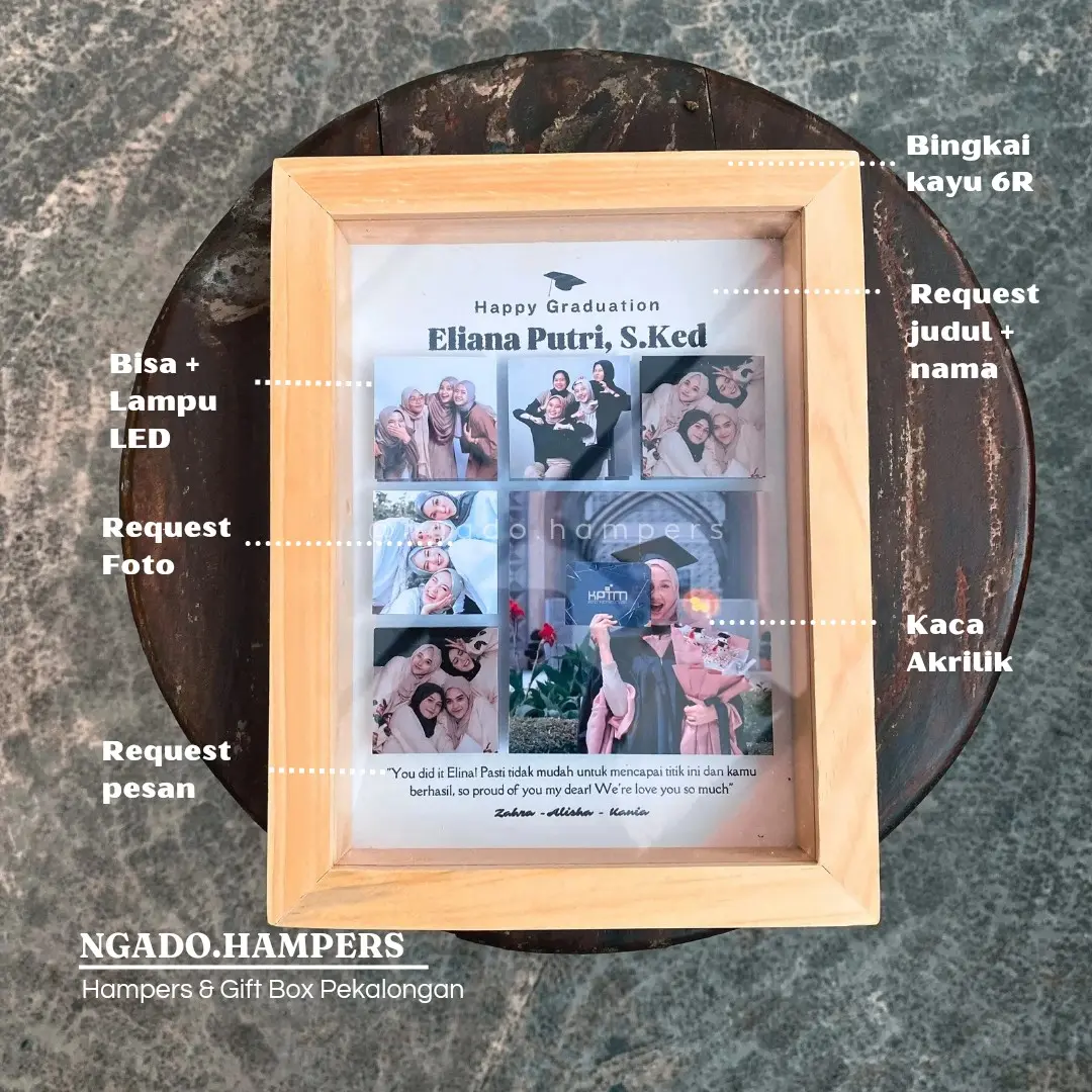 Gift Kado Scrap Frame Wisuda Graduation Cewek Cowok Bingkai Kayu Aesthetic Unik Lucu Murah