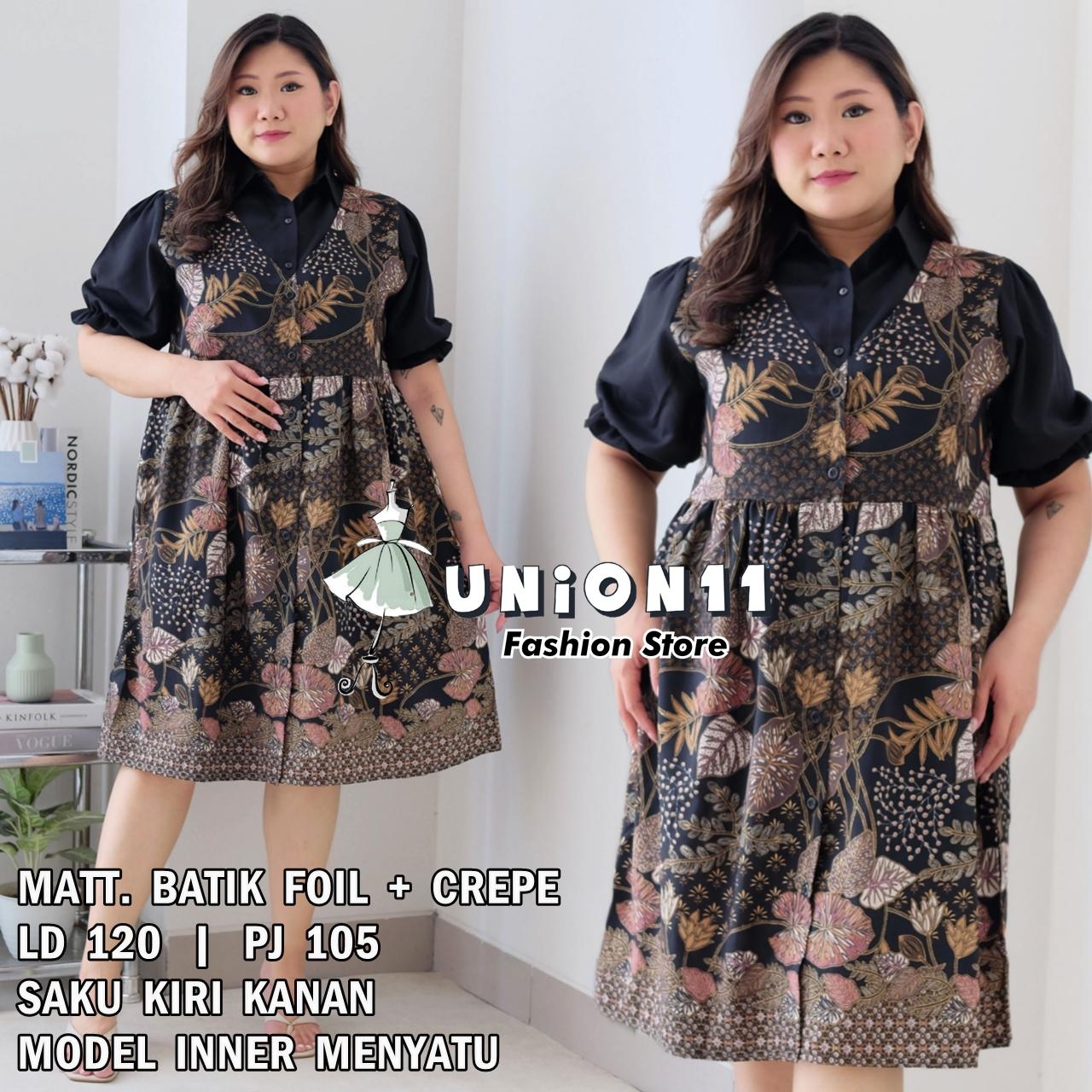 Union11 - Dress Jumbo Dress Wanita Dress Ld 120 Xxxl Big Size Muat Bb 90 Kg Kahiyang