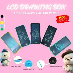 Kotak Pensil Case Besar Lcd Writing Drawing Box Case Ukuran Besar Pencil Drawing Pad Edukasi 2in1