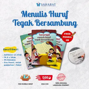 Buku Anak Cara Menulis dan Latihan Menulis Huruf Tegak Bersambung Free Pensil - Penerbit Sahabat