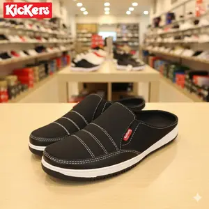 Kickers Sendal Pria Bustong Kasual Kekinian Sandal Pria Selop Shoes Black